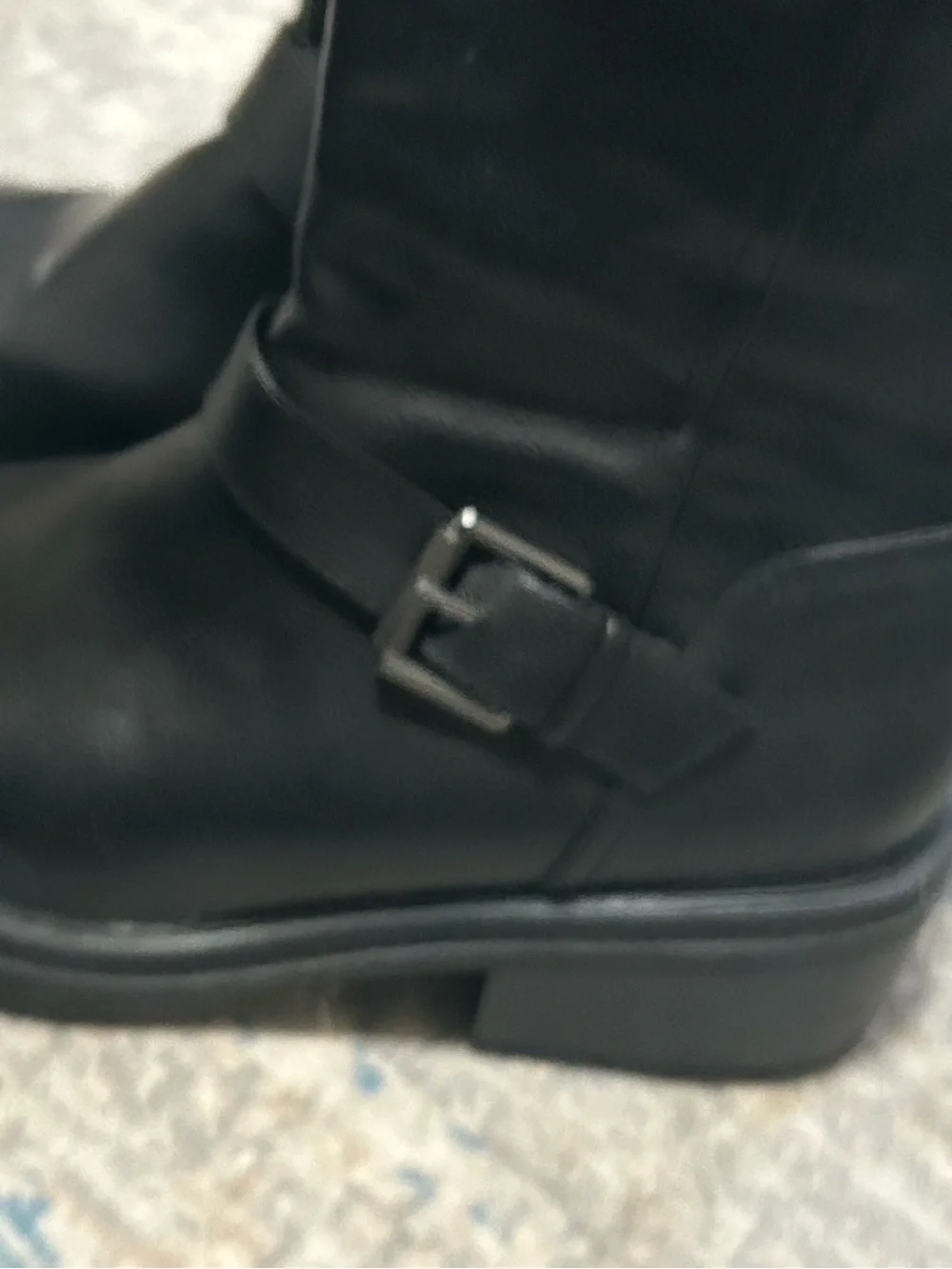Black Leather Knee-High Riding Boots
